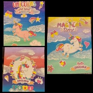 3 hand painted unicorn canvases